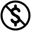 Circled Dollar Sign With Overlaid Backslash Element from OpenMoji Emoji Set