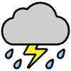 Cloud With Lightning And Rain Element from OpenMoji Emoji Set