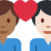 Couple With Heart Man Man Medium Dark Skin Tone Light Skin Tone Element from Twemoji Emoji Set