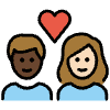 Couple With Heart Person Person Dark Skin Tone Light Skin Tone Element from OpenMoji Emoji Set