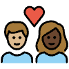 Couple With Heart Person Person Medium Light Skin Tone Dark Skin Tone Element from OpenMoji Emoji Set