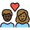 Couple With Heart Woman Man Dark Skin Tone Medium Dark Skin Tone Element from OpenMoji Emoji Set