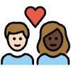 Couple With Heart Woman Man Light Skin Tone Dark Skin Tone Element from OpenMoji Emoji Set