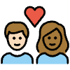 Couple With Heart Woman Man Light Skin Tone Medium Dark Skin Tone Element from OpenMoji Emoji Set