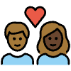 Couple With Heart Woman Man Medium Dark Skin Tone Dark Skin Tone Element from OpenMoji Emoji Set