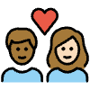 Couple With Heart Woman Man Medium Dark Skin Tone Light Skin Tone Element from OpenMoji Emoji Set