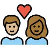 Couple With Heart Woman Man Medium Light Skin Tone Medium Dark Skin Tone Element from OpenMoji Emoji Set