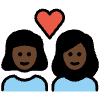 Couple With Heart Woman Woman Dark Skin Tone Element from OpenMoji Emoji Set