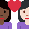 Couple With Heart Woman Woman Dark Skin Tone Light Skin Tone Element from Twemoji Emoji Set