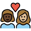 Couple With Heart Woman Woman Dark Skin Tone Medium Light Skin Tone Element from OpenMoji Emoji Set
