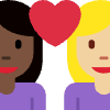 Couple With Heart Woman Woman Dark Skin Tone Medium Light Skin Tone Element from Twemoji Emoji Set