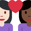 Couple With Heart Woman Woman Light Skin Tone Dark Skin Tone Element from Twemoji Emoji Set