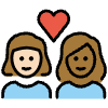 Couple With Heart Woman Woman Light Skin Tone Medium Dark Skin Tone Element from OpenMoji Emoji Set