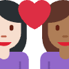Couple With Heart Woman Woman Light Skin Tone Medium Dark Skin Tone Element from Twemoji Emoji Set