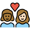 Couple With Heart Woman Woman Medium Dark Skin Tone Light Skin Tone Element from OpenMoji Emoji Set