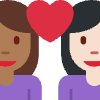 Couple With Heart Woman Woman Medium Dark Skin Tone Light Skin Tone Element from Twemoji Emoji Set