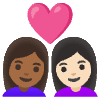 Couple With Heart Woman Woman Medium Dark Skin Tone Light Skin Tone Element from Noto Emojis Set