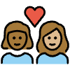 Couple With Heart Woman Woman Medium Dark Skin Tone Medium Light Skin Tone Element from OpenMoji Emoji Set
