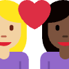 Couple With Heart Woman Woman Medium Light Skin Tone Dark Skin Tone Element from Twemoji Emoji Set