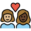 Couple With Heart Woman Woman Medium Light Skin Tone Dark Skin Tone Element from OpenMoji Emoji Set