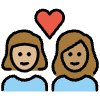 Couple With Heart Woman Woman Medium Light Skin Tone Medium Skin Tone Element from OpenMoji Emoji Set