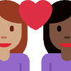 Couple With Heart Woman Woman Medium Skin Tone Dark Skin Tone Element from Twemoji Emoji Set