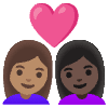 Couple With Heart Woman Woman Medium Skin Tone Dark Skin Tone Element from Noto Emojis Set
