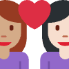 Couple With Heart Woman Woman Medium Skin Tone Light Skin Tone Element from Twemoji Emoji Set