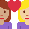 Couple With Heart Woman Woman Medium Skin Tone Medium Light Skin Tone Element from Twemoji Emoji Set