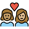 Couple With Heart Woman Woman Medium Skin Tone Medium Light Skin Tone Element from OpenMoji Emoji Set