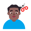 Man Getting Haircut Flat Medium Dark Element from Fluent Emoji Flat Set