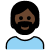 Person Dark Skin Tone Beard Element from OpenMoji Emoji Set