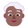 Person White Hair Flat Medium Dark Emoji from Fluent Emoji Flat Set | Free Download as SVG Vector and Transparent PNG | Streamline emojis