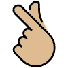Hand With Index Finger And Thumb Crossed Medium Light Skin Tone Element from OpenMoji Emoji Set