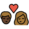 Kiss Woman Man Dark Skin Tone Medium Dark Skin Tone Element from OpenMoji Emoji Set