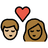 Kiss Woman Man Medium Light Skin Tone Medium Dark Skin Tone Element from OpenMoji Emoji Set