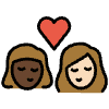 Kiss Woman Woman Dark Skin Tone Light Skin Tone Element from OpenMoji Emoji Set