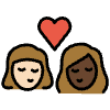 Kiss Woman Woman Light Skin Tone Dark Skin Tone Element from OpenMoji Emoji Set