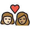 Kiss Woman Woman Light Skin Tone Medium Skin Tone Element from OpenMoji Emoji Set