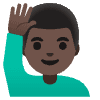 Man Raising Hand Dark Skin Tone Element from Noto Emojis Set
