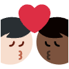 Kiss Man Man Light Skin Tone Dark Skin Tone Emoji from Twemoji Set | Free Download as SVG Vector and Transparent PNG | Streamline emojis