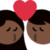 Kiss Woman Man Dark Skin Tone Element from Twemoji Emoji Set