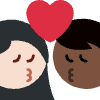 Kiss Woman Man Light Skin Tone Dark Skin Tone Element from Twemoji Emoji Set