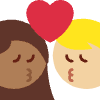 Kiss Woman Man Medium Dark Skin Tone Medium Light Skin Tone Element from Twemoji Emoji Set