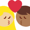 Kiss Woman Man Medium Light Skin Tone Medium Dark Skin Tone Element from Twemoji Emoji Set