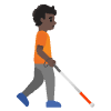 Person With White Cane Facing Right Dark Skin Tone Element from Noto Emojis Set