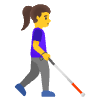 Woman With White Cane Facing Right Element from Noto Emojis Set