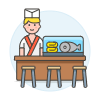 Sushi RESTAURANT 1 Illustration from UX Colors Set
