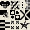 Block Black White 3 Element from Backgrounds Blocks - Square Set