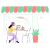 Digital Nomad Working In Coffee Shop 1 illustration - Free transparent PNG, SVG. No sign up needed.